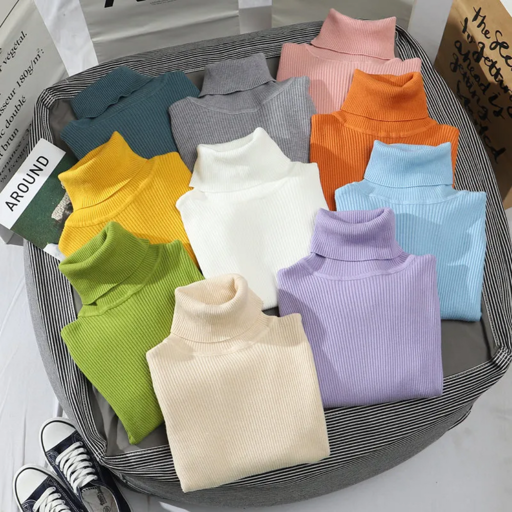 Women's Classic Roll Neck Sweater – Turtleneck Winter Knit Sweater