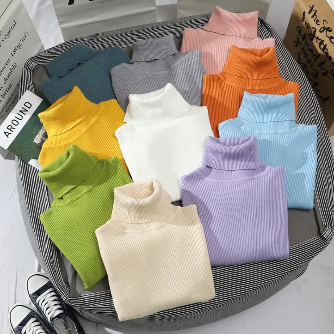 Women's Classic Roll Neck Sweater – Turtleneck Winter Knit Sweater