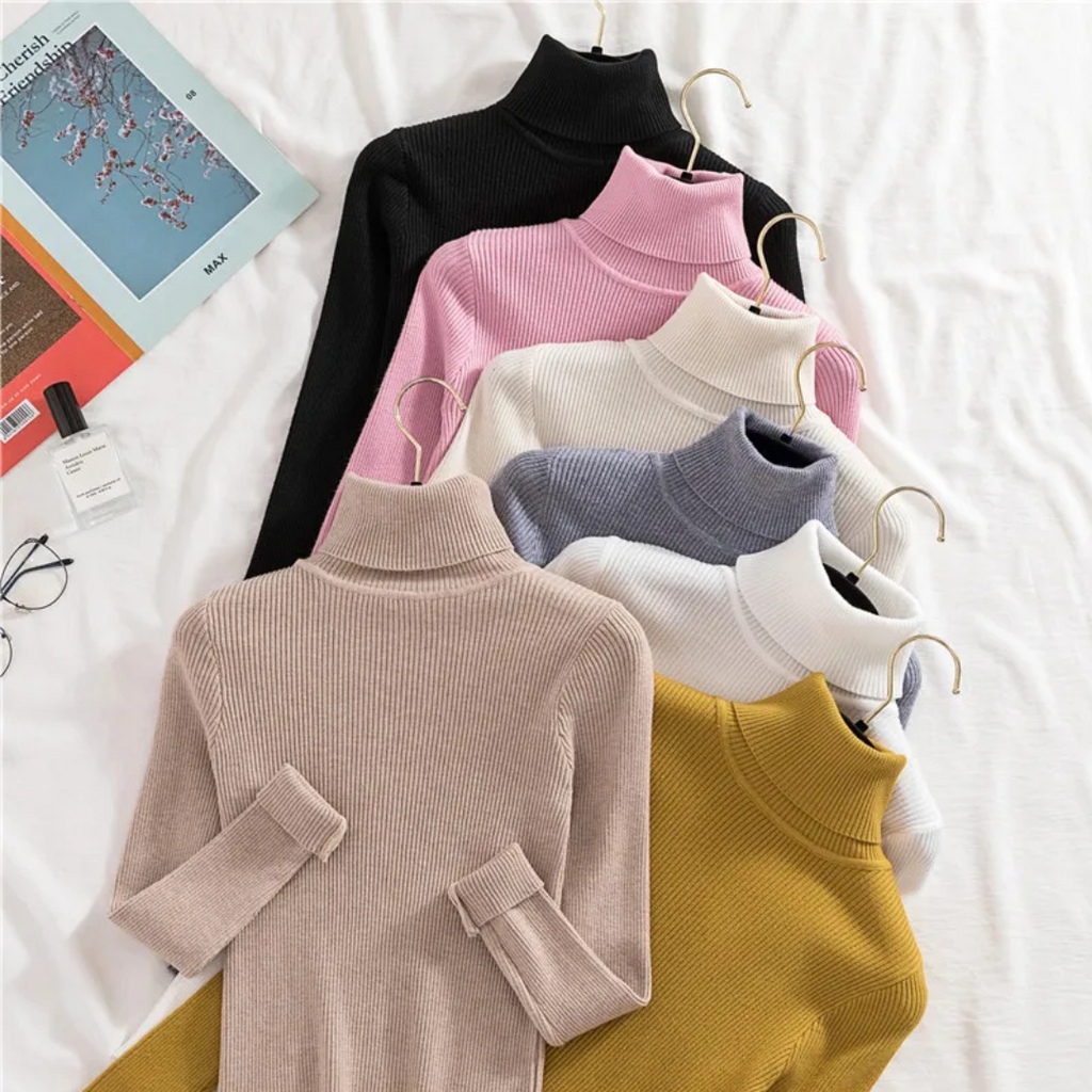 Women's Classic Roll Neck Sweater – Turtleneck Winter Knit Sweater