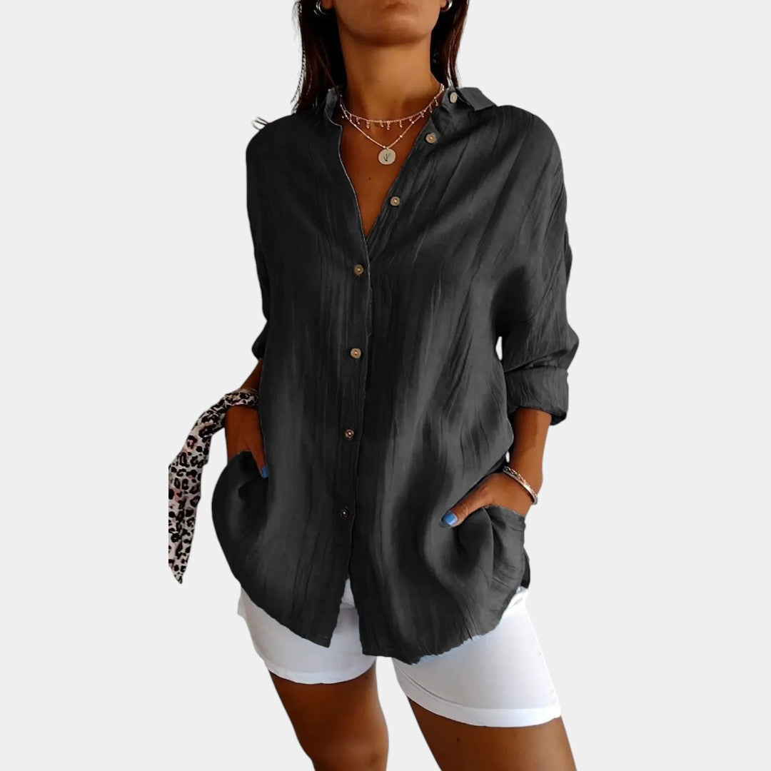 Women's Lightweight Long Sleeve Blouse – Relaxed Everyday Blouse