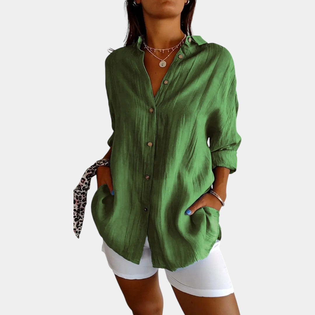 Women's Lightweight Long Sleeve Blouse – Relaxed Everyday Blouse