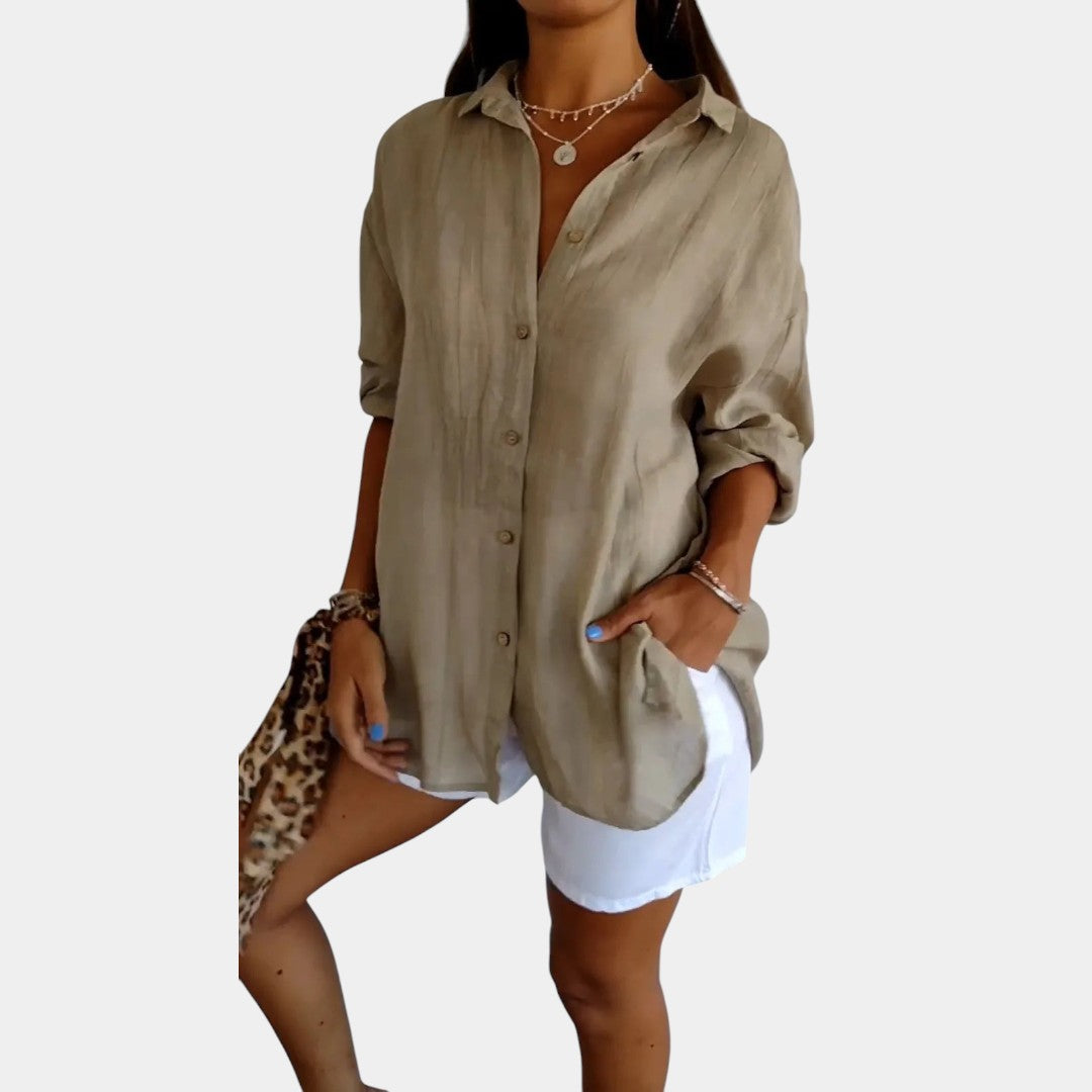 Women's Lightweight Long Sleeve Blouse – Relaxed Everyday Blouse