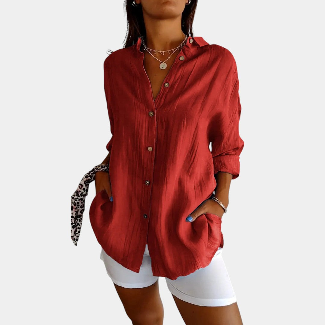 Women's Lightweight Long Sleeve Blouse – Relaxed Everyday Blouse