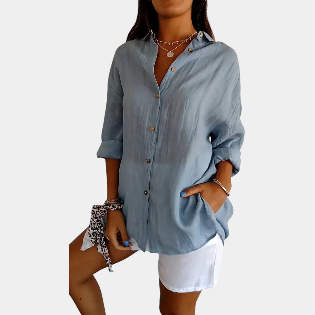 Women's Lightweight Long Sleeve Blouse – Relaxed Everyday Blouse