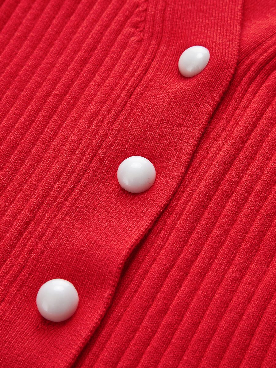 Women's Ruffle Hem Cardigan – Pearl Closure Long Sleeve Cardigan