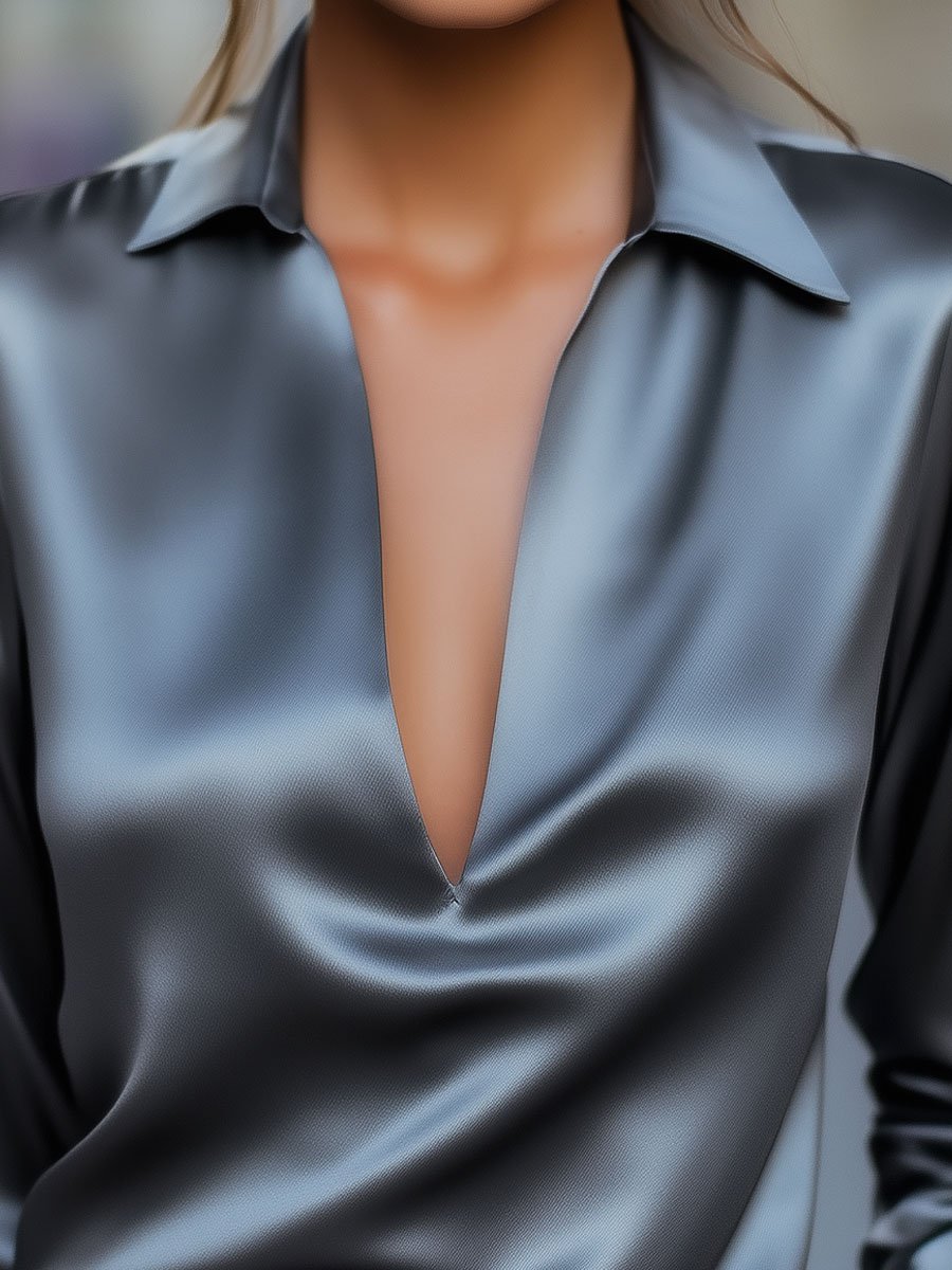 Alanah | V-Neck Autumn Blouse with long sleeve and relaxed fit