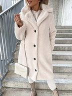 Women's Long Teddy Overcoat – Plush Relaxed Winter Coat