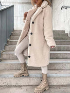 Women's Long Teddy Overcoat – Plush Relaxed Winter Coat