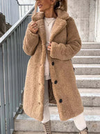 Women's Long Teddy Overcoat – Plush Relaxed Winter Coat