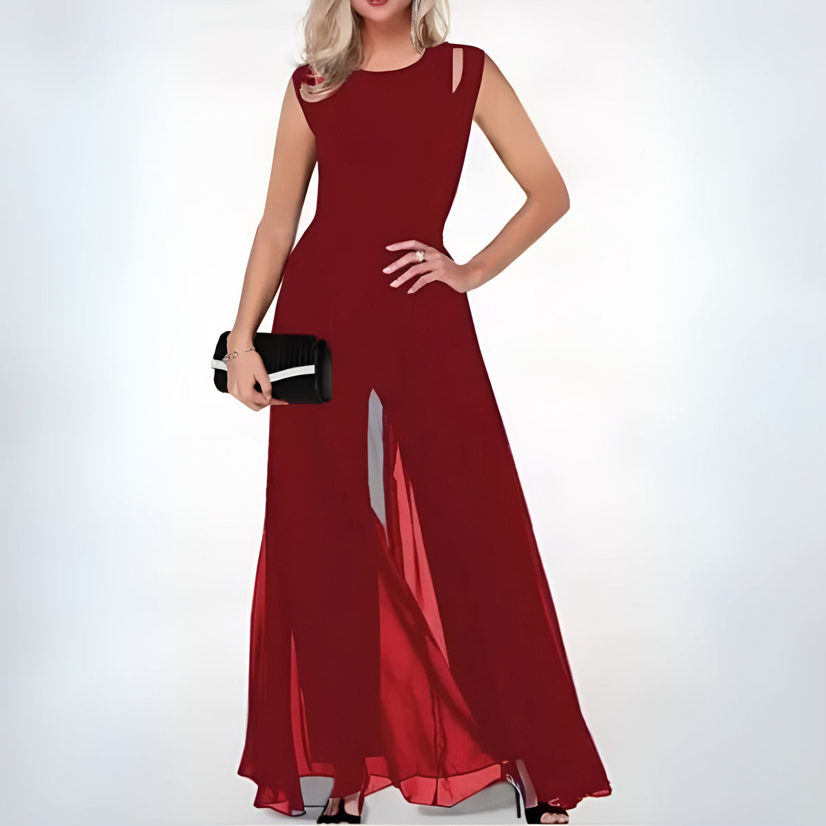 Women's Relaxed Occasion Jumpsuit – Sleeveless Flowy Wide Leg Jumpsuit