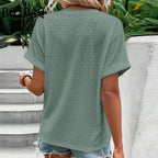 Women's V-Neck Button Blouse – Relaxed Everyday Shirt Blouse