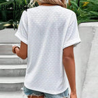 Women's V-Neck Button Blouse – Relaxed Everyday Shirt Blouse