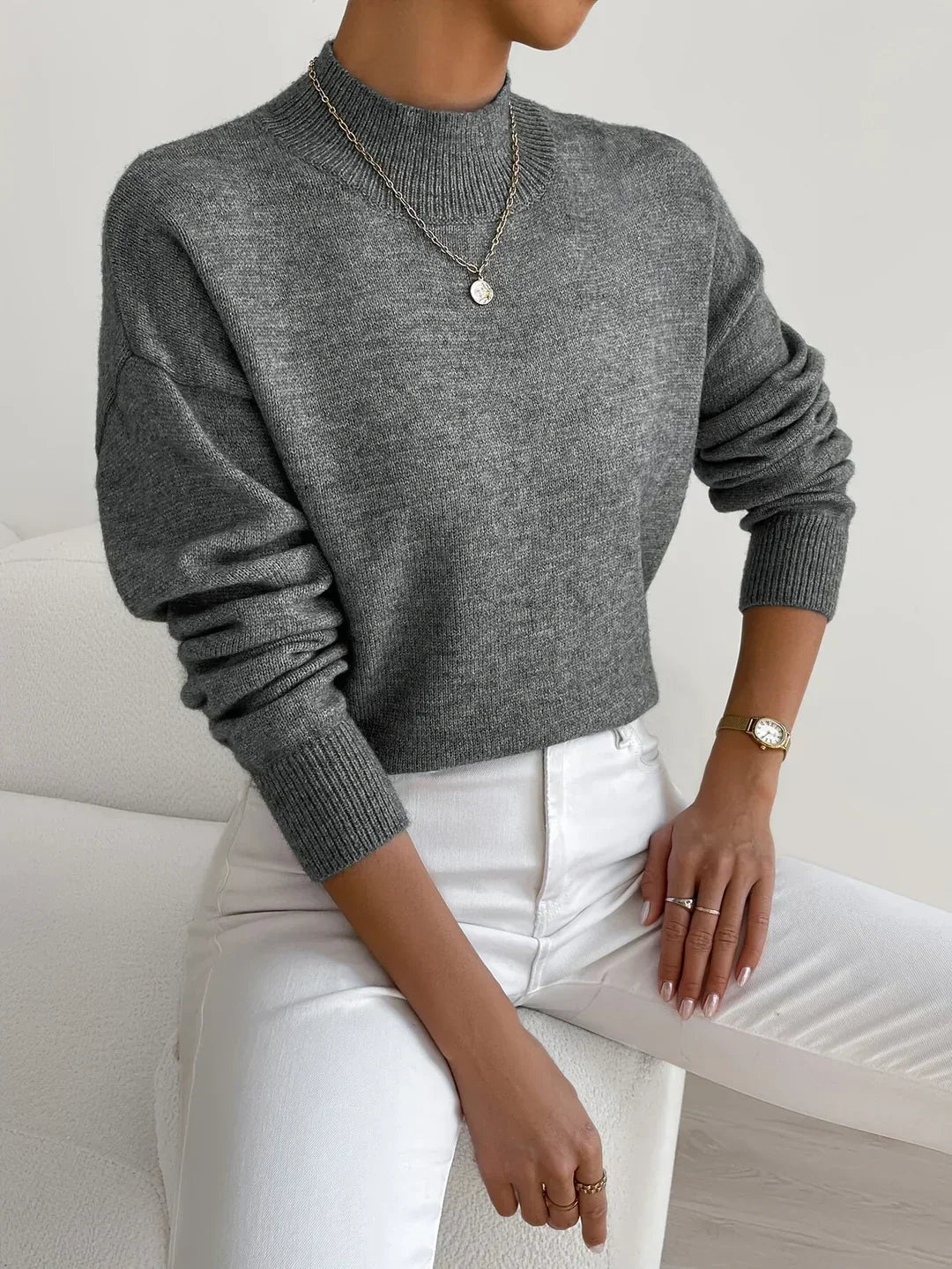 Women's Relaxed Ribbed Sweater – Long Sleeve Knit Pullover
