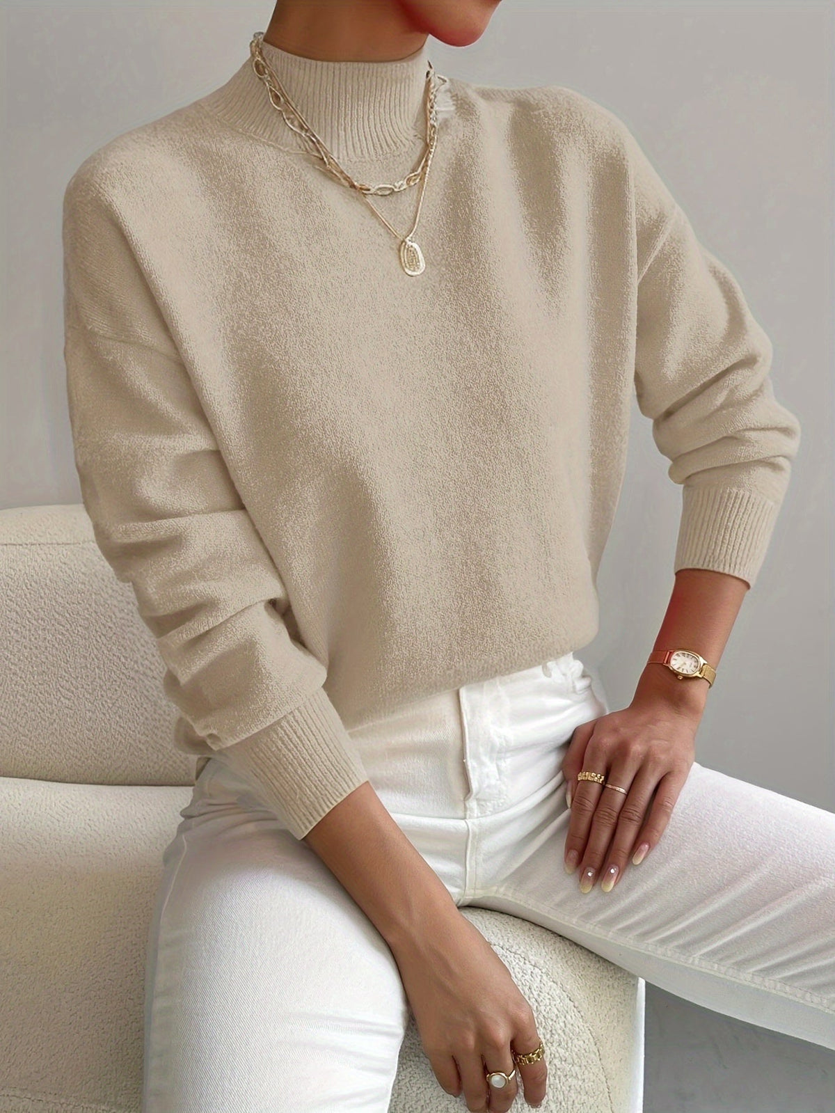 Women's Relaxed Ribbed Sweater – Long Sleeve Knit Pullover