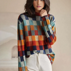 Women's Printed Winter Sweater – Relaxed Patterned Knit Pullover