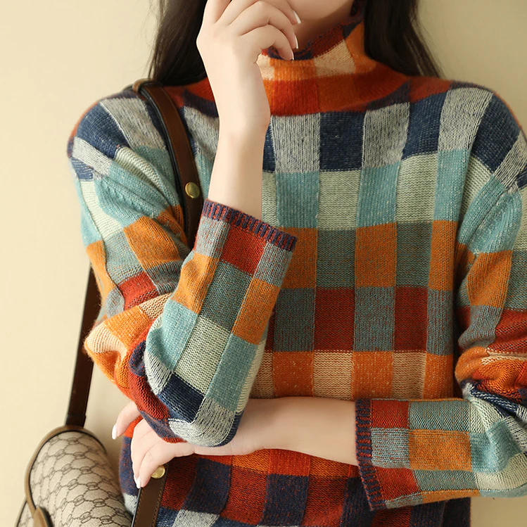 Women's Printed Winter Sweater – Relaxed Patterned Knit Pullover