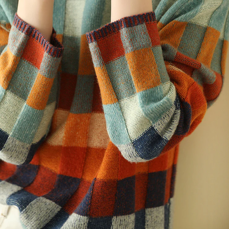 Women's Printed Winter Sweater – Relaxed Patterned Knit Pullover