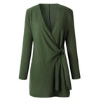 Women's V-Neck Wrap Cardigan – Tie Waist Long Sleeve Cardigan