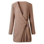Women's V-Neck Wrap Cardigan – Tie Waist Long Sleeve Cardigan