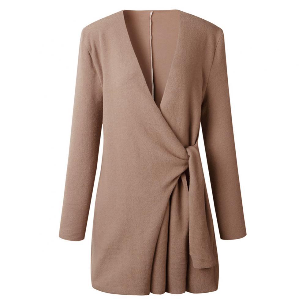 Women's V-Neck Wrap Cardigan – Tie Waist Long Sleeve Cardigan
