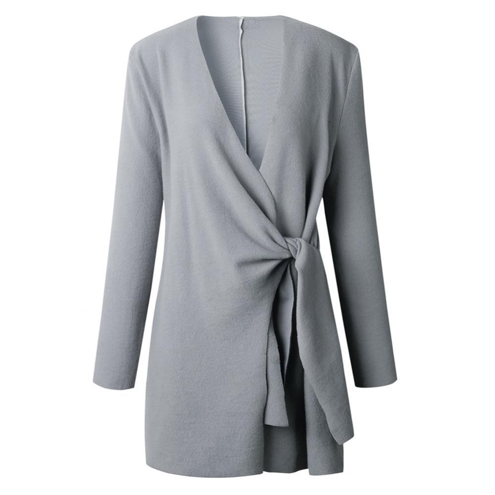 Women's V-Neck Wrap Cardigan – Tie Waist Long Sleeve Cardigan