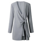 Women's V-Neck Wrap Cardigan – Tie Waist Long Sleeve Cardigan