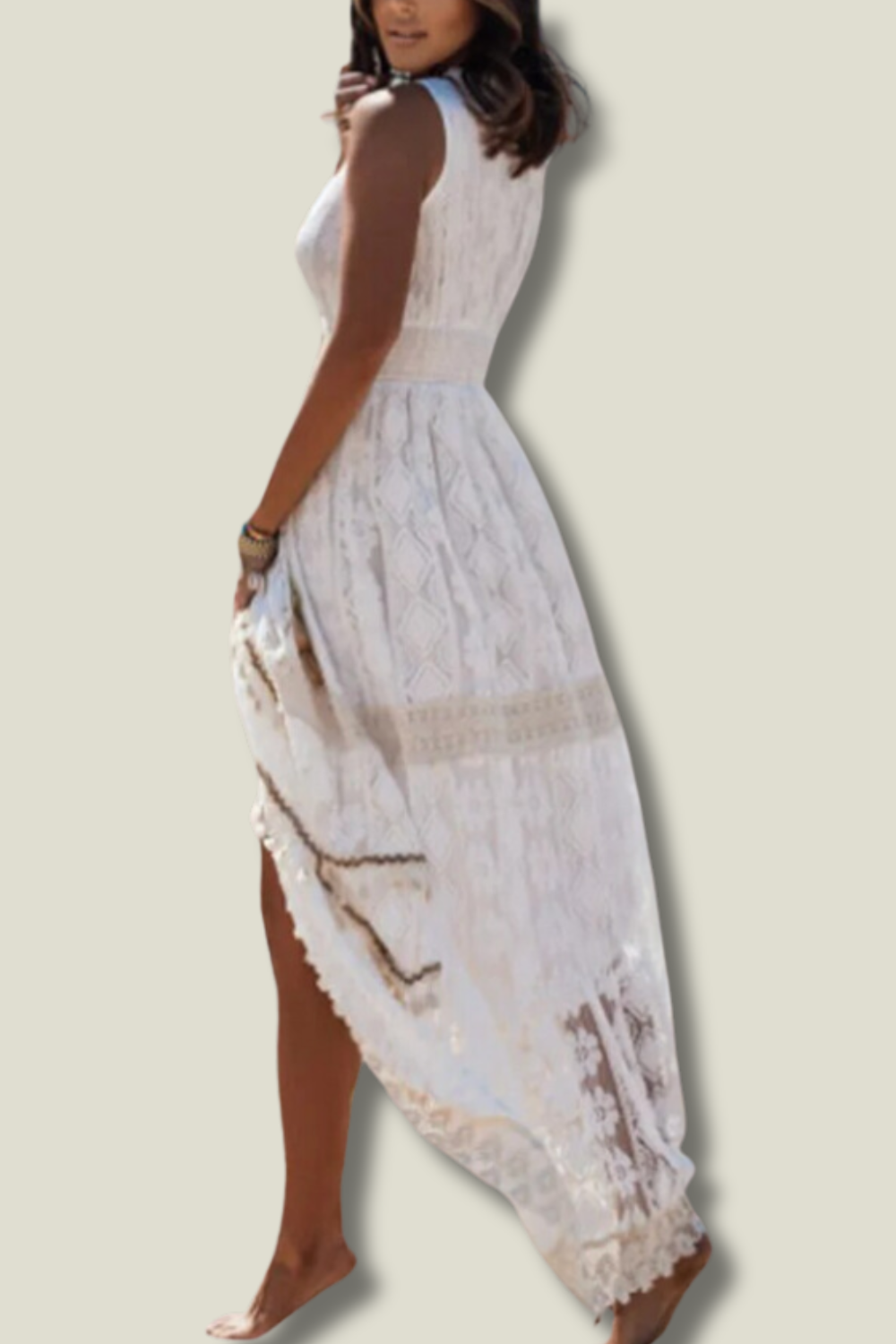 Women's Boho Tassel Maxi Dress – Sleeveless V-Neck Flowy Long Dress