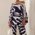 Women's Draped Pants Set – Tailored Top & Wide Leg Two-Piece Set