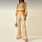 Women's Draped Pants Set – Tailored Top & Wide Leg Two-Piece Set