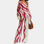 Women's Draped Pants Set – Tailored Top & Wide Leg Two-Piece Set