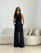 Women's High Waist Wide Leg Jumpsuit – Flowy Formal Occasion Jumpsuit