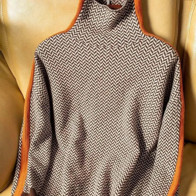 Women's Stripe Pattern Sweater – Relaxed Crew Neck Knit Pullover