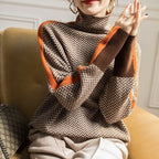 Women's Stripe Pattern Sweater – Relaxed Crew Neck Knit Pullover