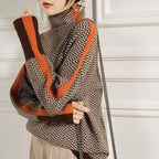 Women's Stripe Pattern Sweater – Relaxed Crew Neck Knit Pullover