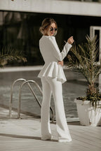 Women's Three Piece Tailored Blazer Set – Crop Top and Matching Pants Set
