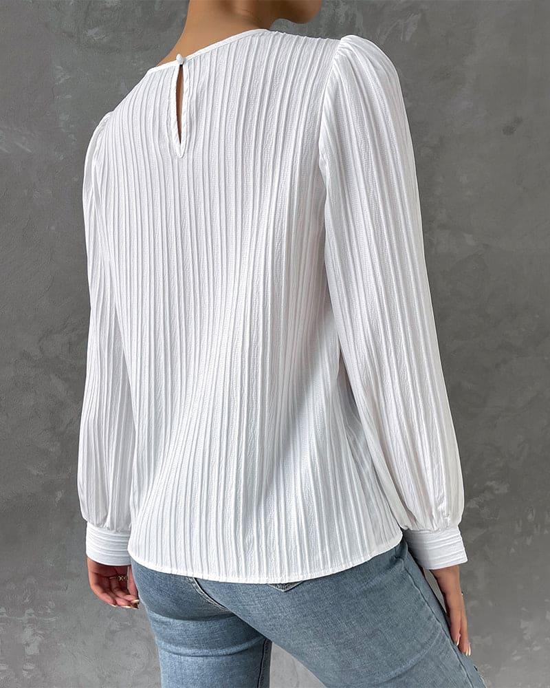 Alanah | Lantern Sleeve Round Neck Blouse with long sleeve