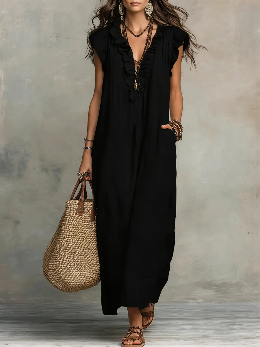 Women's Relaxed Boho Maxi Dress – Flowy Summer Dress