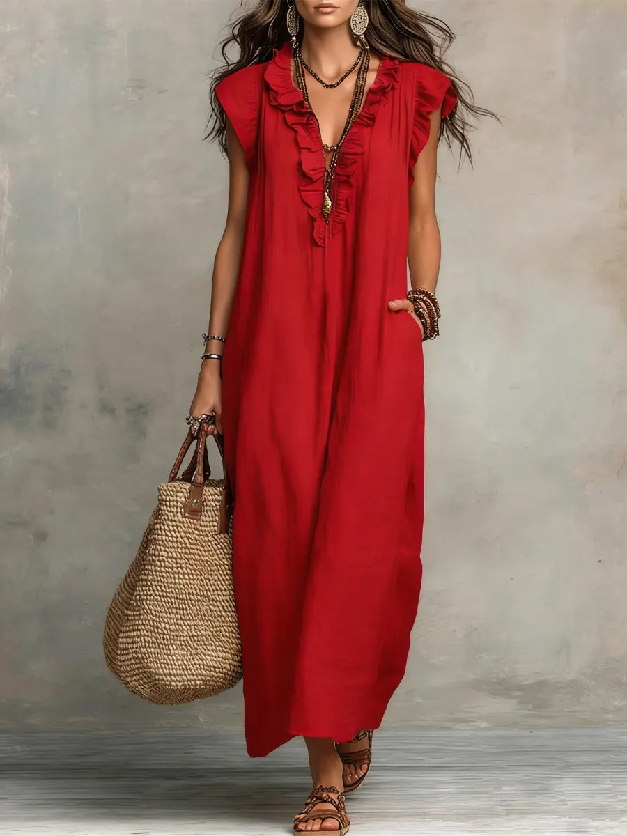 Women's Relaxed Boho Maxi Dress – Flowy Summer Dress
