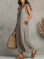 Women's Relaxed Boho Maxi Dress – Flowy Summer Dress