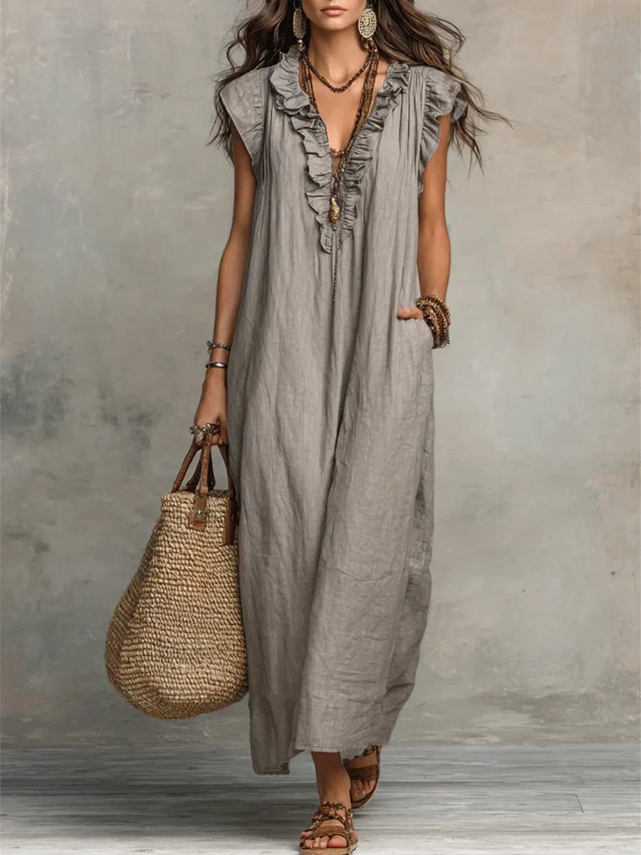 Women's Relaxed Boho Maxi Dress – Flowy Summer Dress