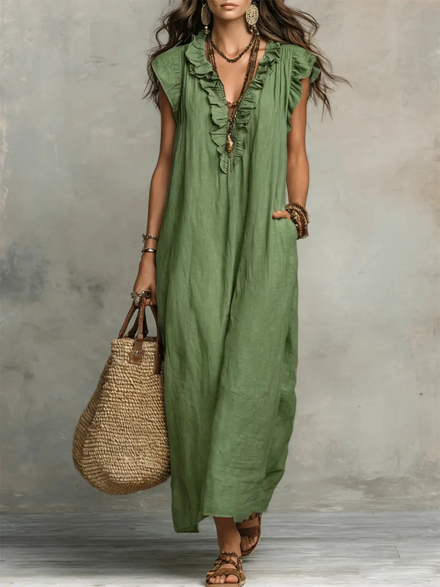 Women's Relaxed Boho Maxi Dress – Flowy Summer Dress