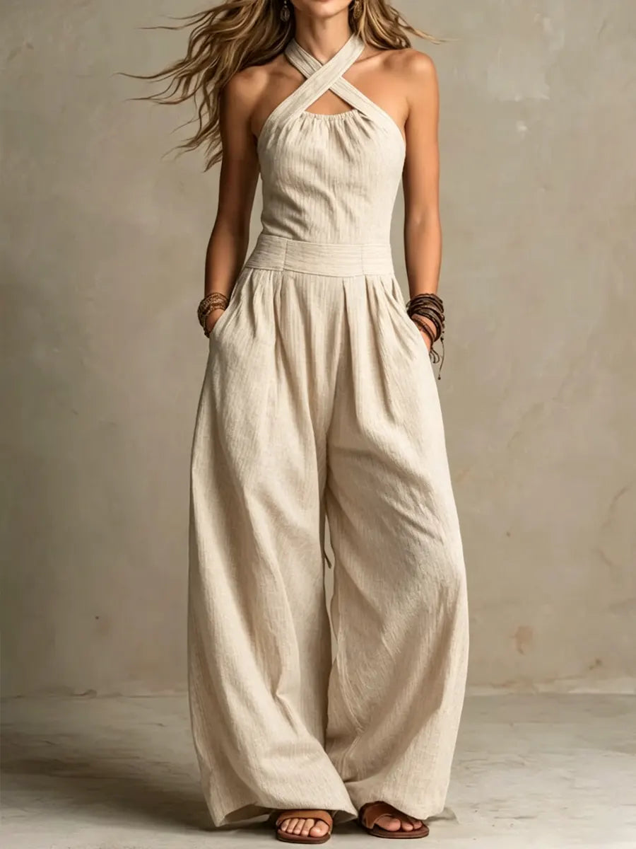 Alanah | Cross Neck Halter Jumpsuit