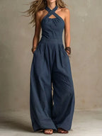 Alanah | Cross Neck Halter Jumpsuit