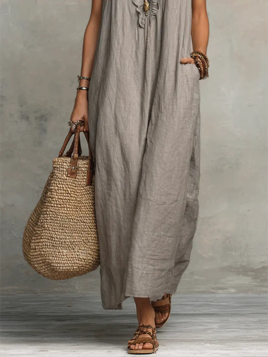 Women's Relaxed Boho Maxi Dress – Flowy Summer Dress