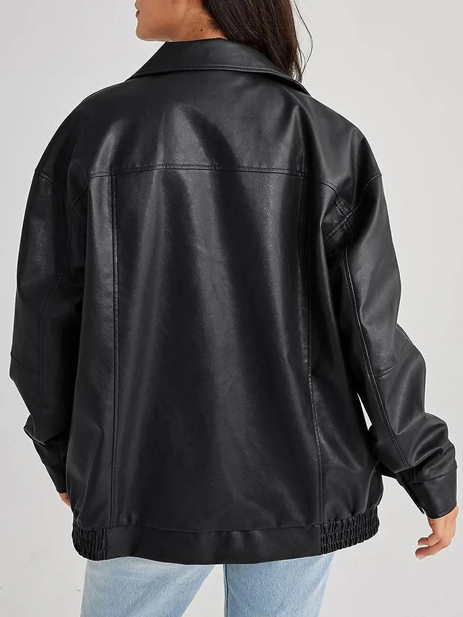 Women's Oversized Zip Jacket – Wide Collar Jacket
