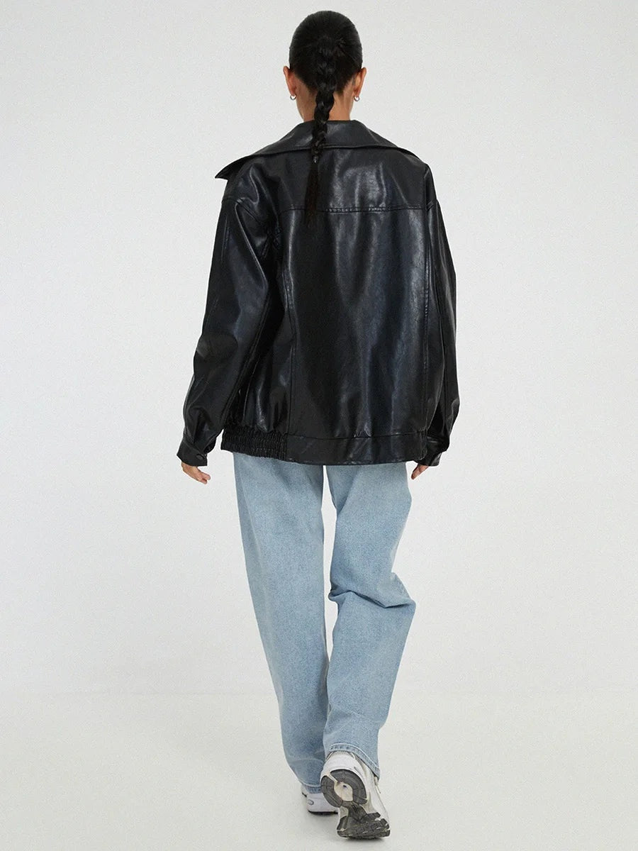 Women's Oversized Zip Jacket – Wide Collar Jacket