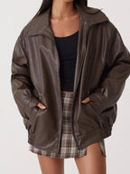 Women's Oversized Zip Jacket – Wide Collar Jacket