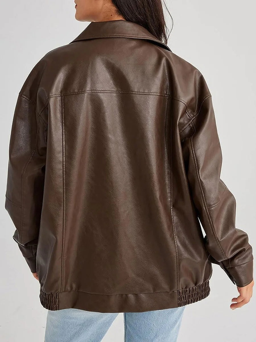 Women's Oversized Zip Jacket – Wide Collar Jacket