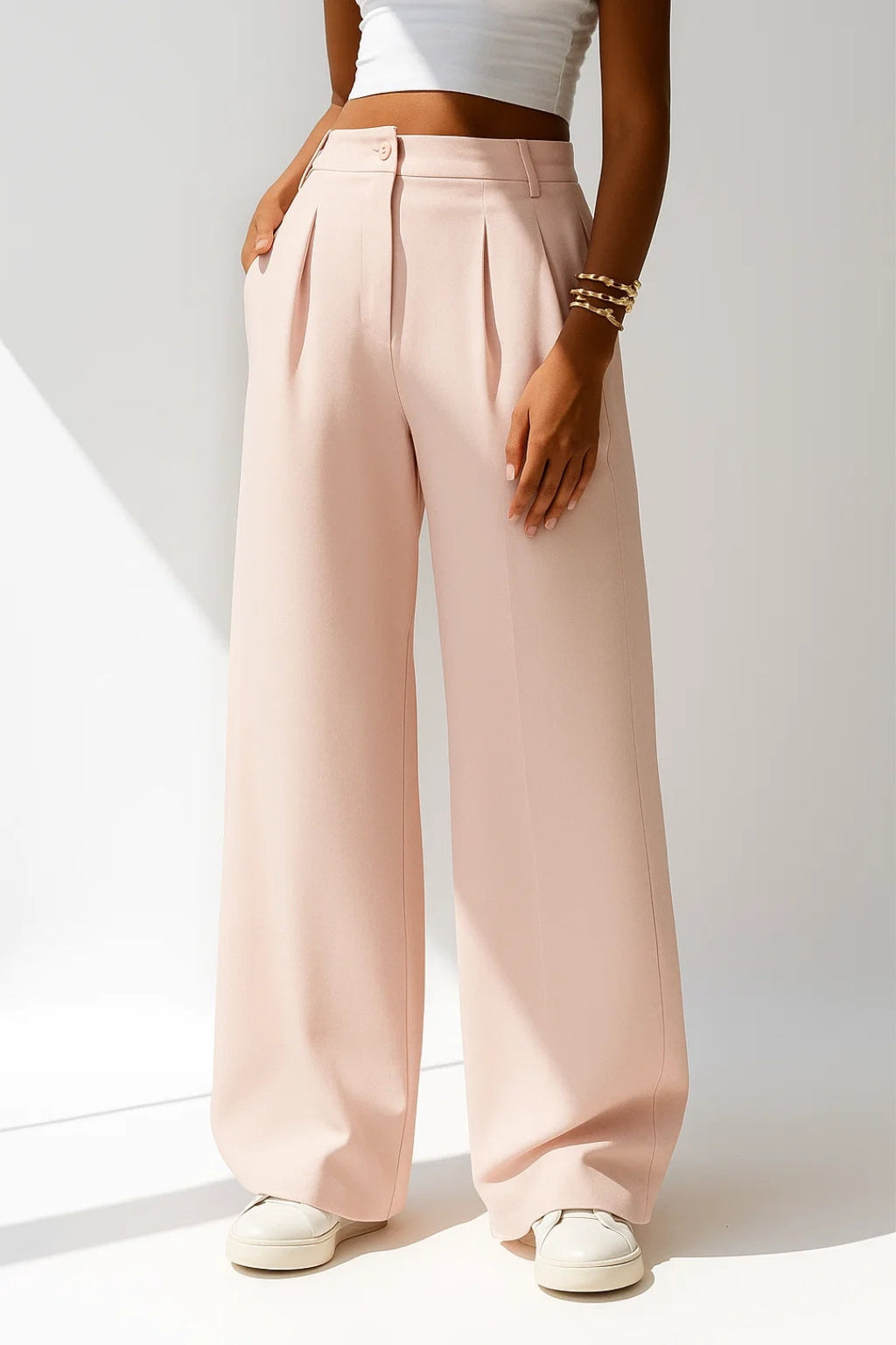 Women's Pleated Pants – High Rise Palazzo Pants