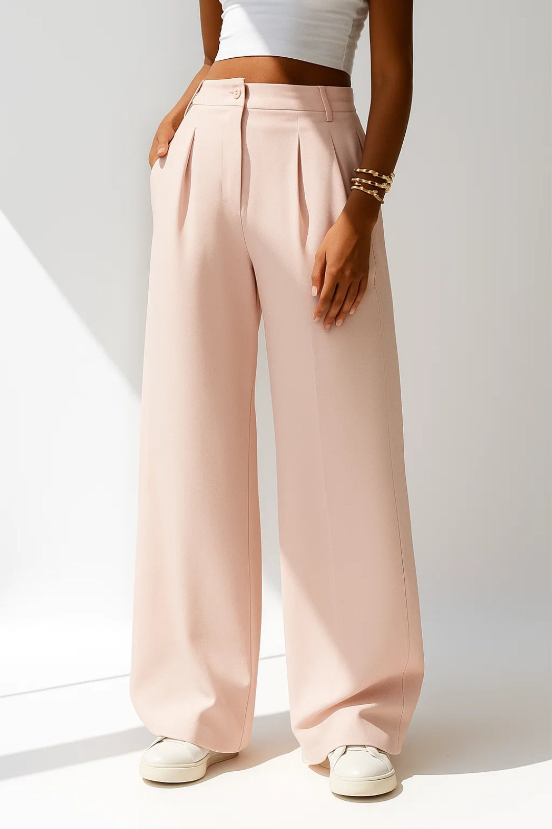 Women's Pleated Pants – High Rise Palazzo Pants